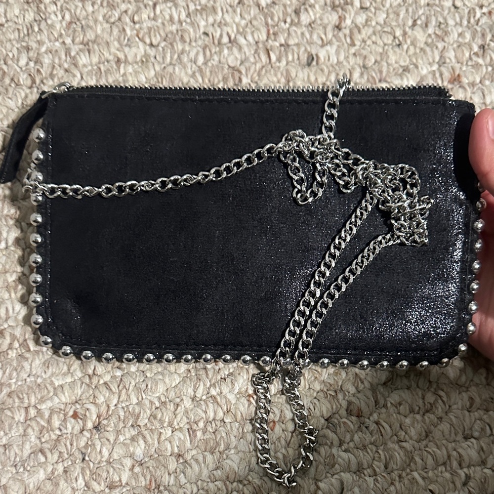 ZARA Black Studded Crossbody Chain Bag